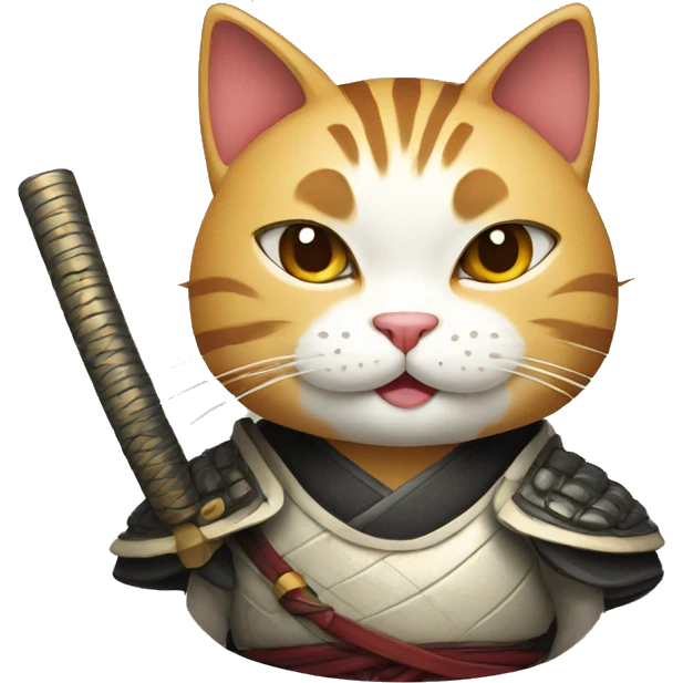 samurai cat smiling emoji