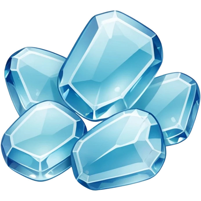cluster of translucent irregular crystal-like grains, gelée texture, glossy, slightly rounded and bumpy, pearly white to transparent, living hydrated look, soft lighting, emoji scale emoji