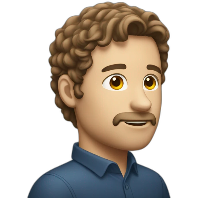 A profile picture for a white 40-year curled brown hair man emoji