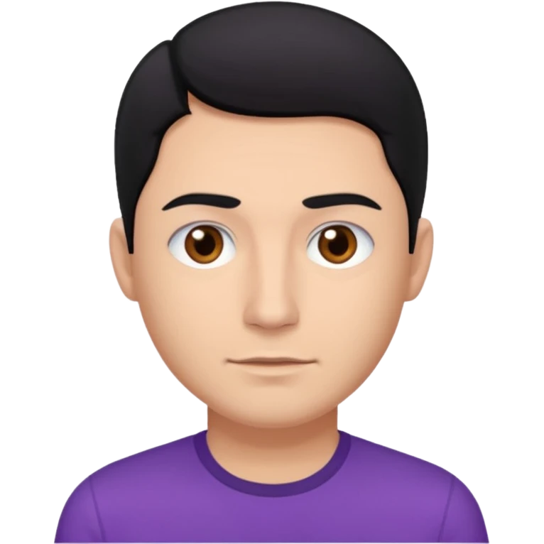 Jeff Fatt black hair, brown eyes, purple shirt emoji