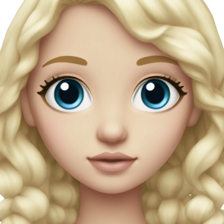 ocean blue doll eyes, blonde hair, feminine, pink, girl, angelic emoji