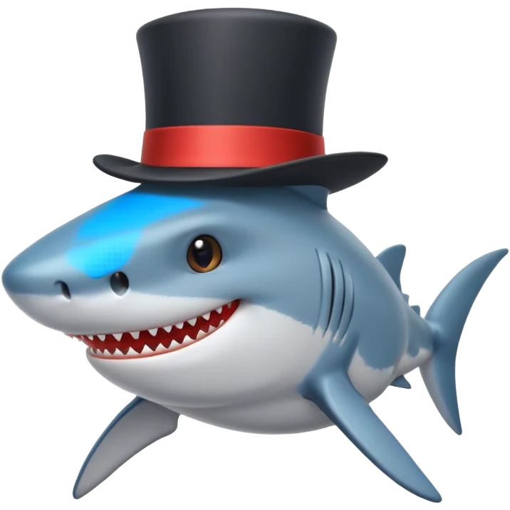 Shark with a top hat emoji