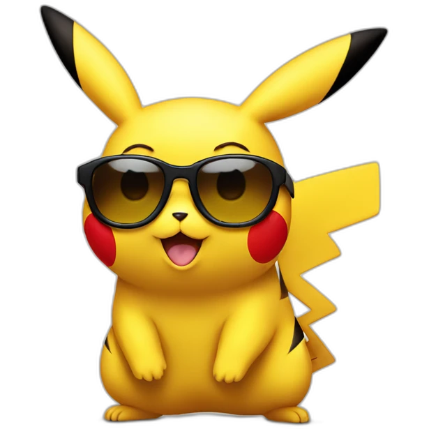 Pikachu face with sunglasses emoji
