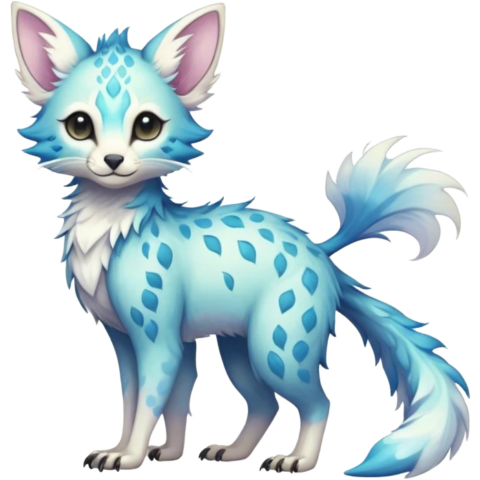 Epic Feral Rare Fantasy shiny pastel Vernid-Trico-species by LiLaiRa, random markings, tufted tail, tufted ears, full body emoji