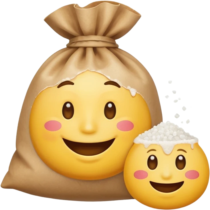 smiling emoji holding a bag of salt  emoji