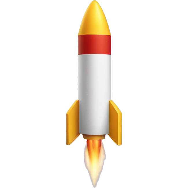 Two rockets going up and to the left. There must be TWO rockets in frame, not just one.  emoji