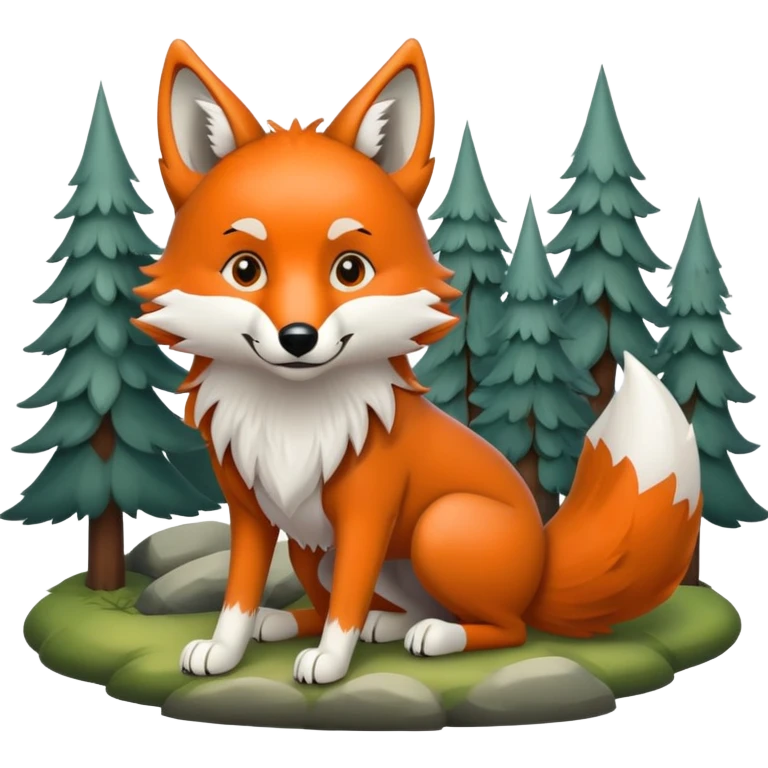 Wolf and fox in forest emoji