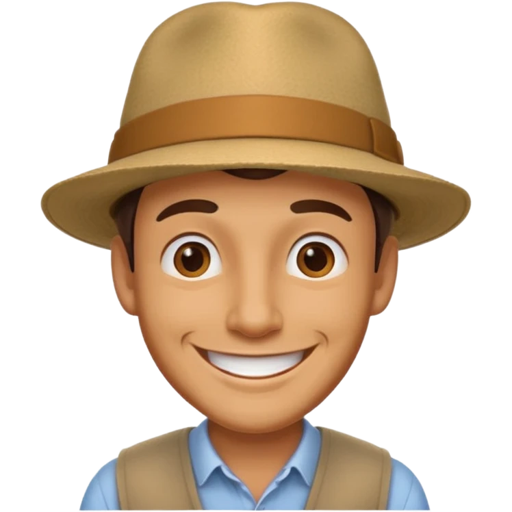 30s male wearing hat, big smile emoji