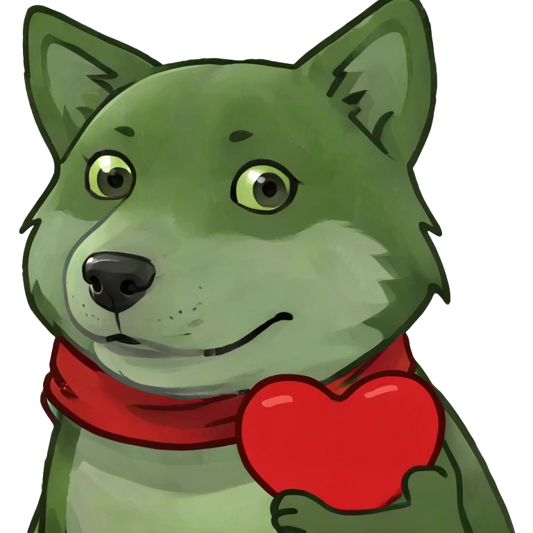 Husky holding heart emoji