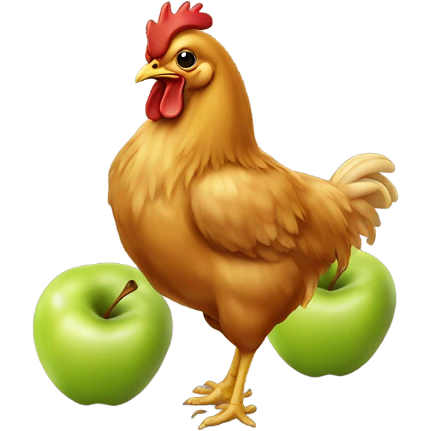 Chicken eating apples emoji