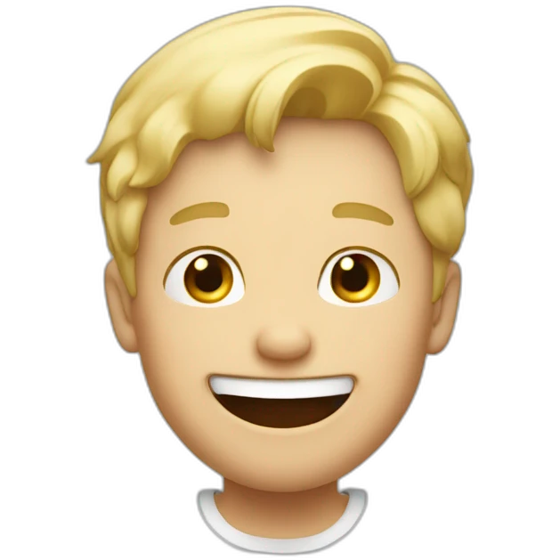 laughing blond guy with blonde kids emoji