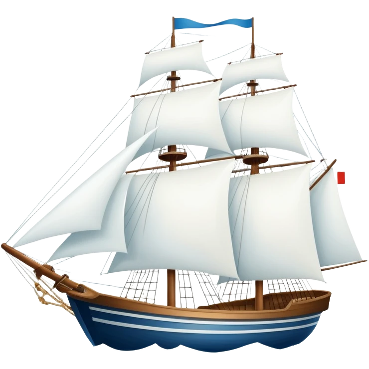 A sailing ship with large sails on the ocean emoji