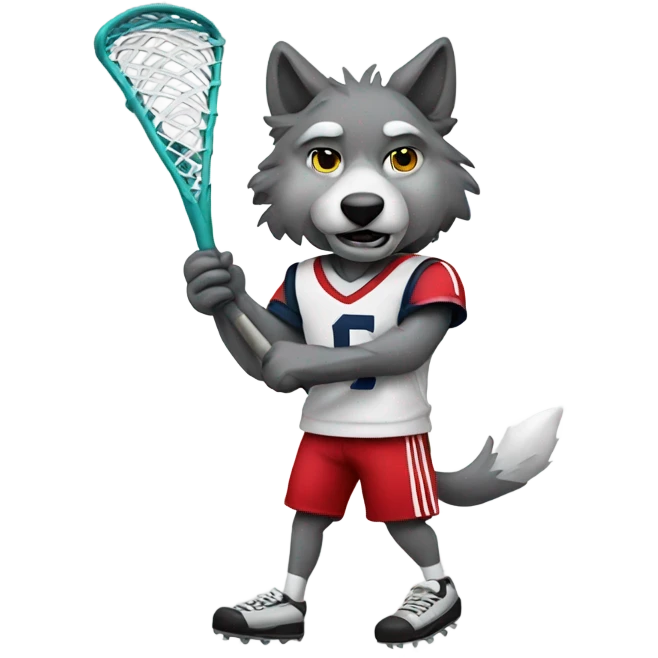 Wolf playing lacrosse emoji
