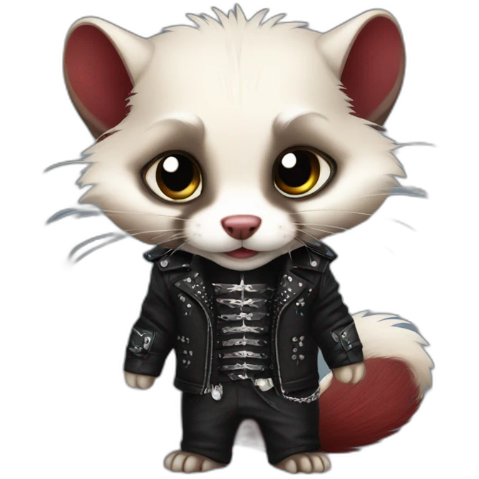 Red ferret wearing gothic heavy metal clothing emoji