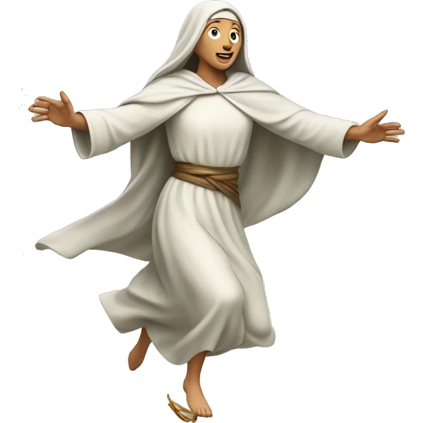saint brigid running, with a large stride and arms outstretched emoji