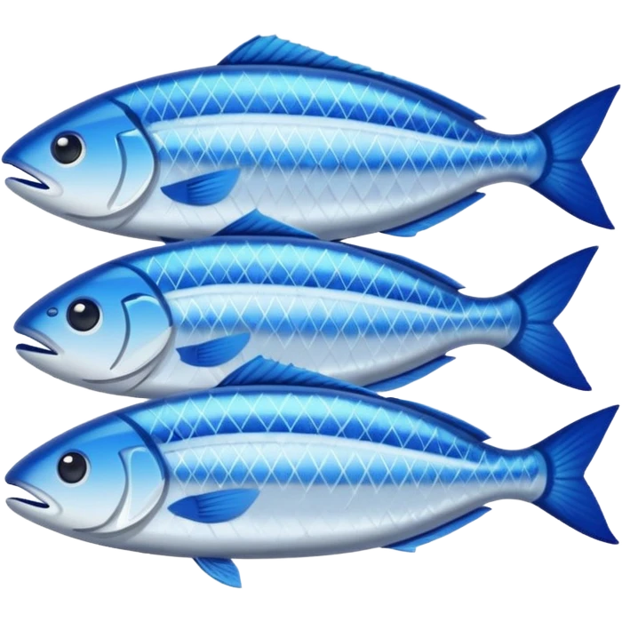 Fish dishes avatar in bright emoji-style illustration. Grilled fish, fillets, and seafood, blue and silver tones, simple shapes, flat design, fresh and flavorful. emoji