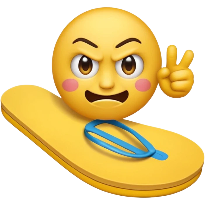 An angry yellow emoji holding a flip-flop in one hand, ready to smack emoji