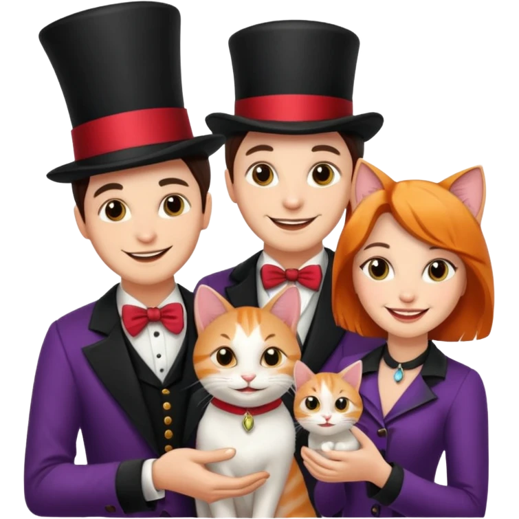 magician couple and their pet cat emoji