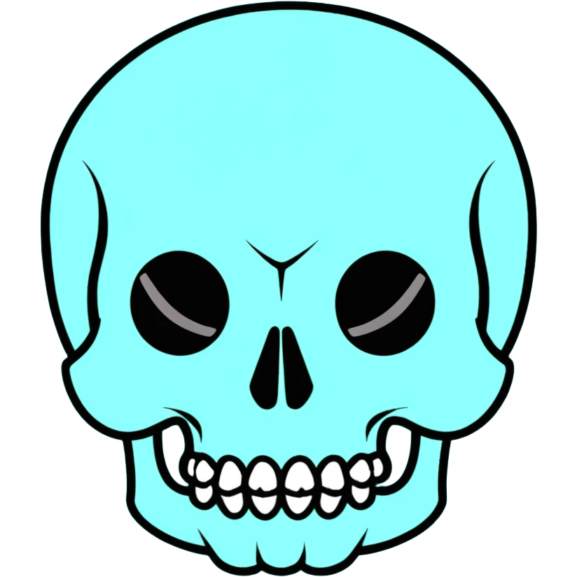 teal and orange skull emoji