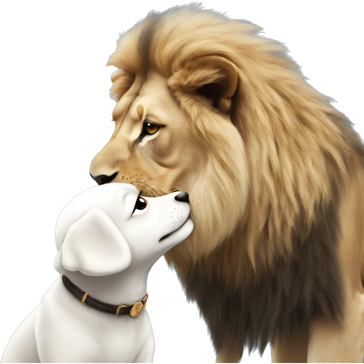 Lion kissing a Bichon  emoji