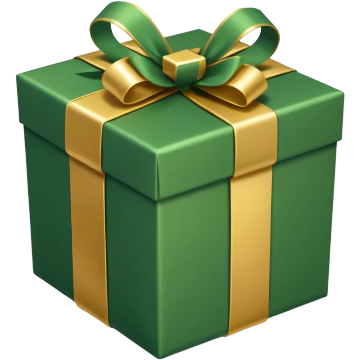 gift box with green wrapping and gold ribbon emoji