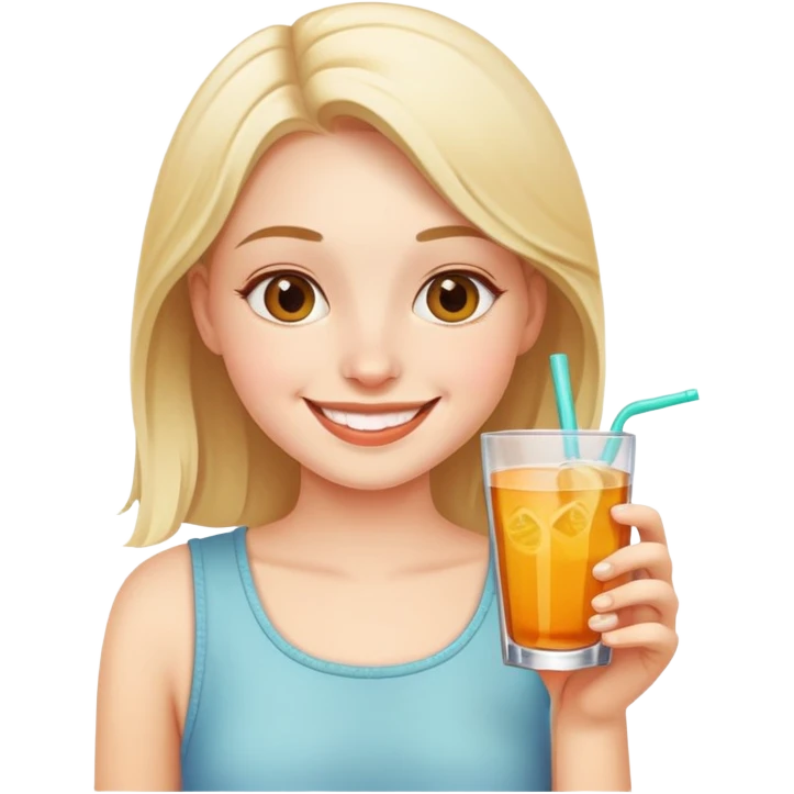 smiling girl enjoying a drink emoji