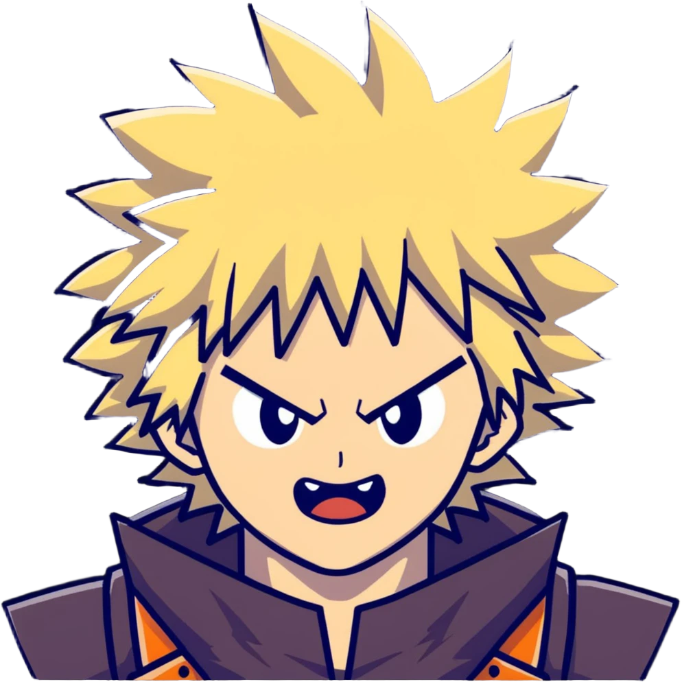 Bakugo Katsuki from My Hero Academia with explosive quirk emoji
