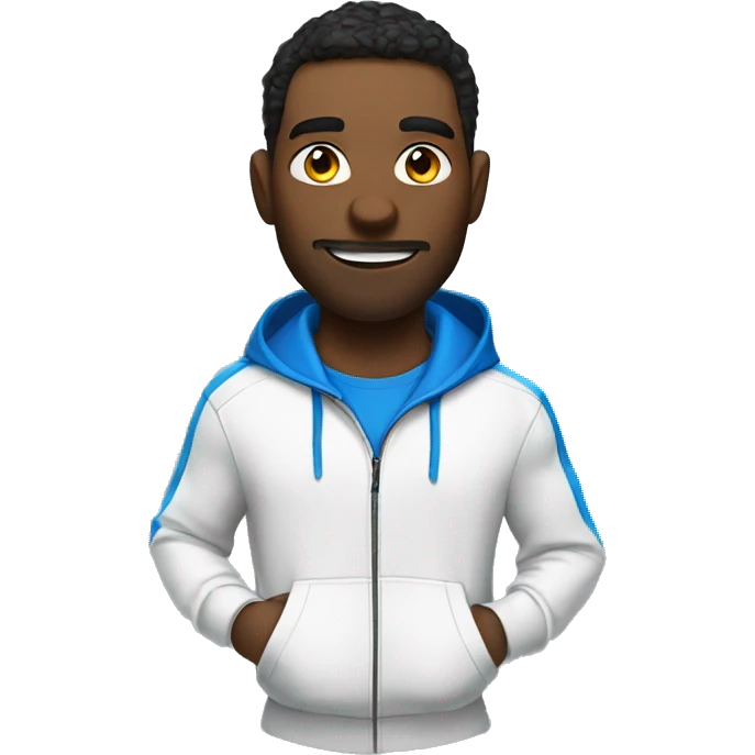 coach esport with white hoodie and blue eyes emoji