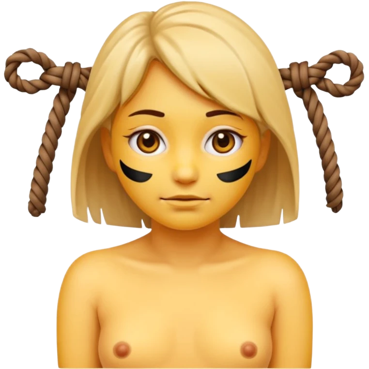 Bdsm girl, emoji, tied up, naked, splayed out emoji