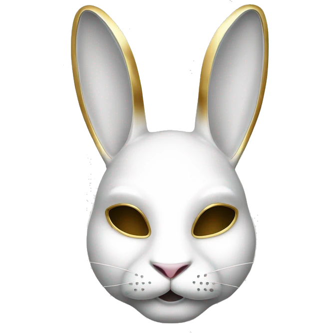 white rabbite mask, luxury style, gold border emoji