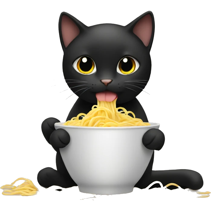 Black cat who eats noodles emoji