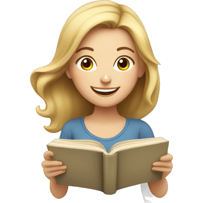 Happy white girl reading a book  emoji