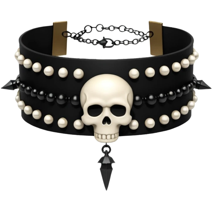 Victorian black beaded choker with skull and spikes emoji