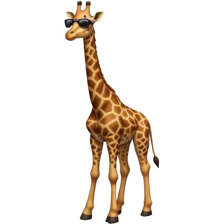 friendly anthropomorphised giraffe in casual clothing with a different color, wearing dark sunglasses, walking upright in standard pose emoji