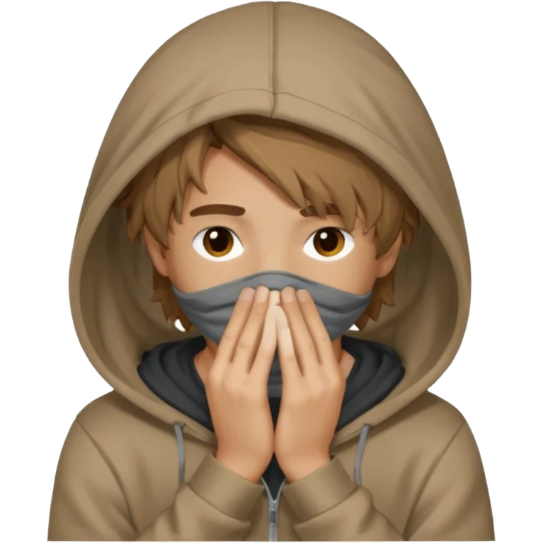 Moreno greñudo con capucha cuba la cara emoji