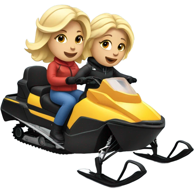 Two blonde women on snowmobile  emoji