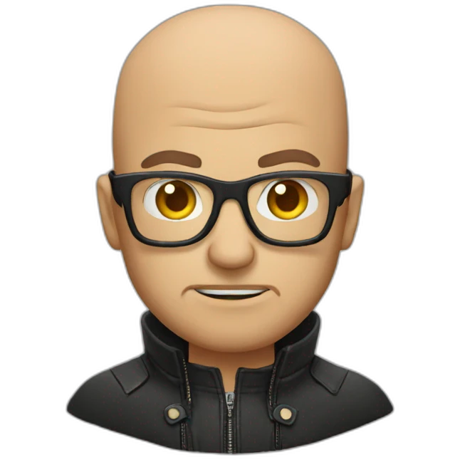 Angry bald man glasses, leather jacket emoji
