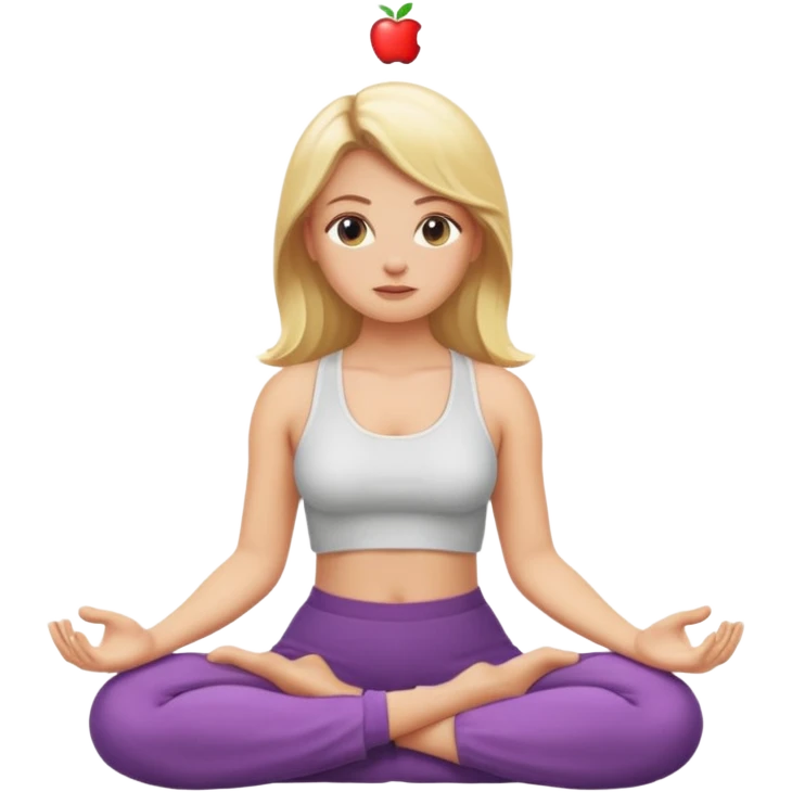 blonde white girl baddie emoji meditating, apple style, with a confident expression emoji