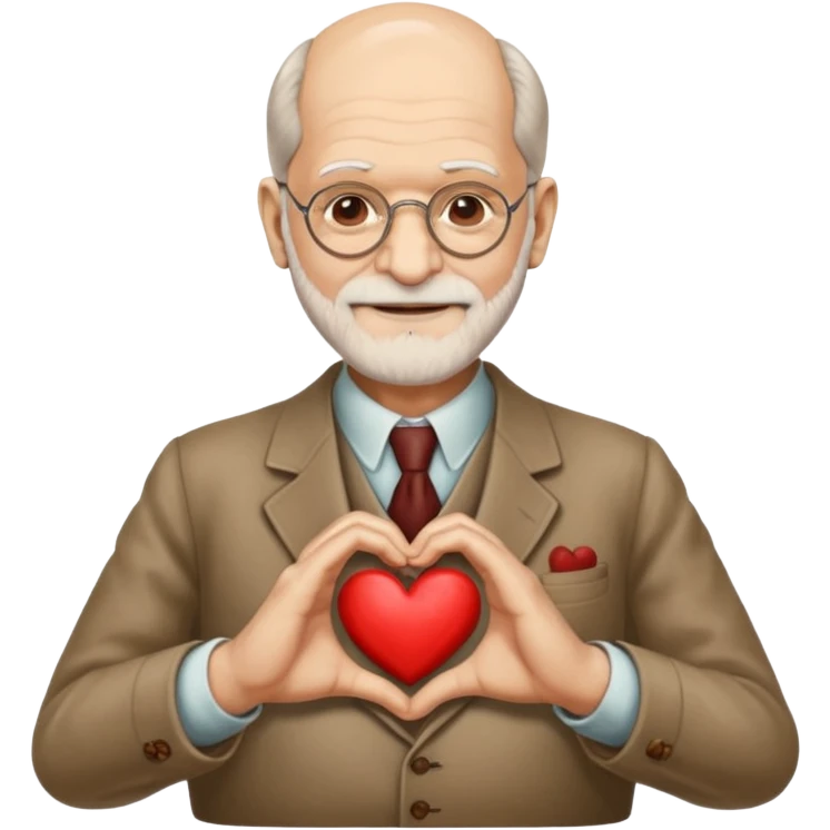 An emoji of sigmund freud making a heart with his hands emoji