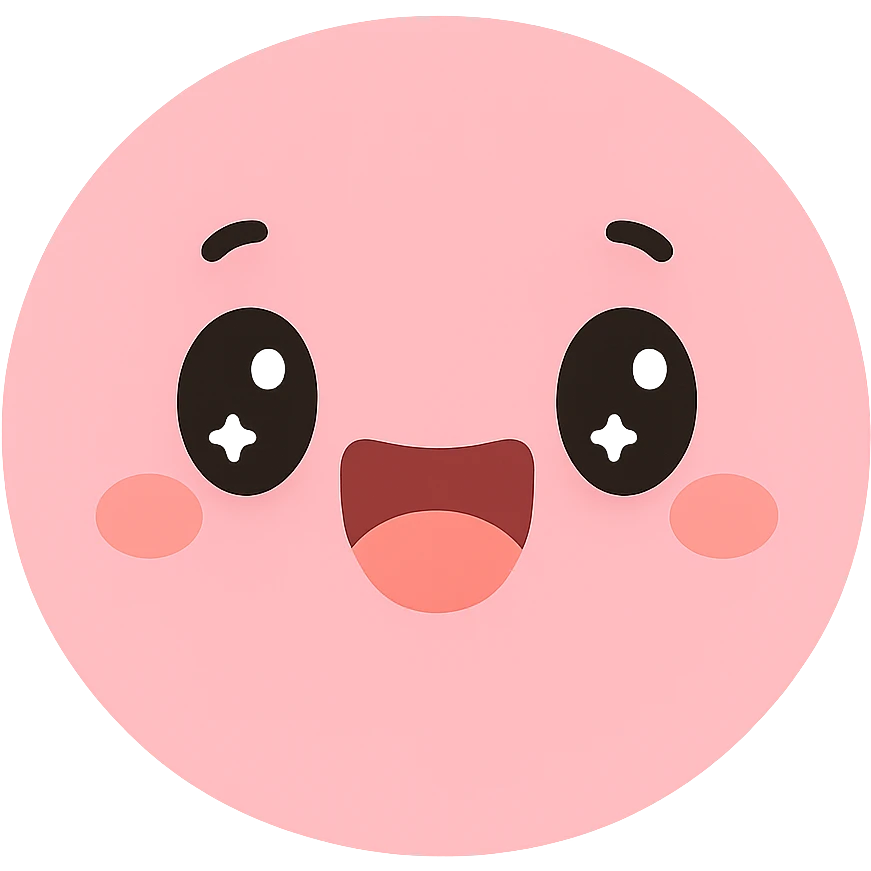 pink laugh face, expressive, playful emoji