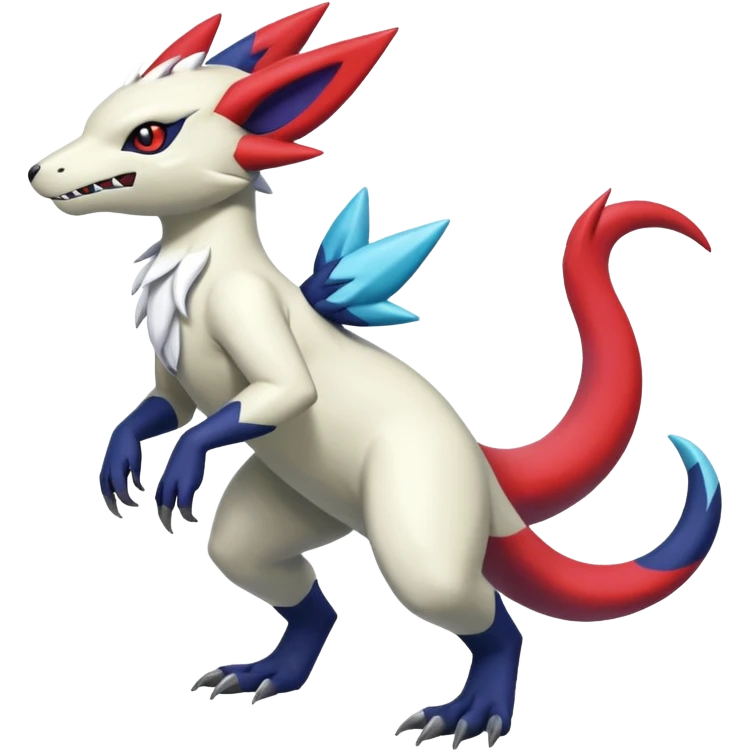 Shiny Vibrant Exotic Colorful Cool Zangoose-Salandit-Absol-hybrid-fusion, full body emoji