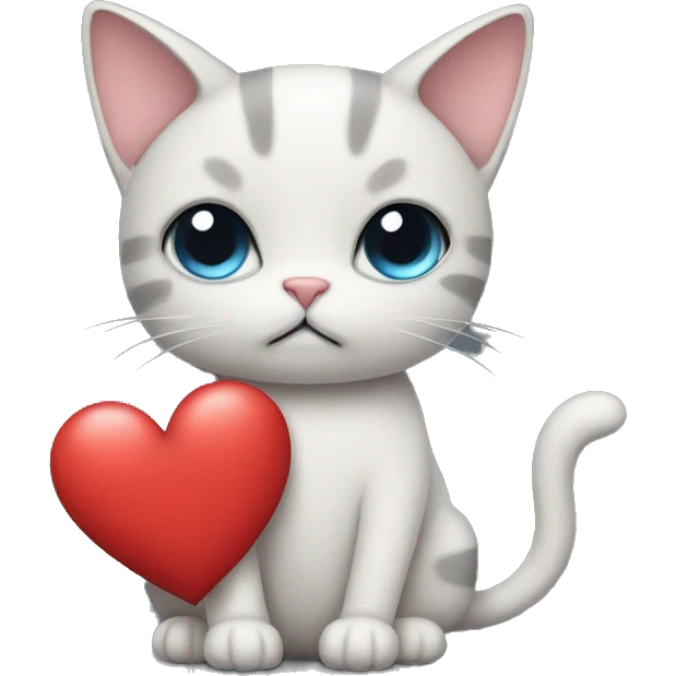 Cat holding a heart looking sad emoji
