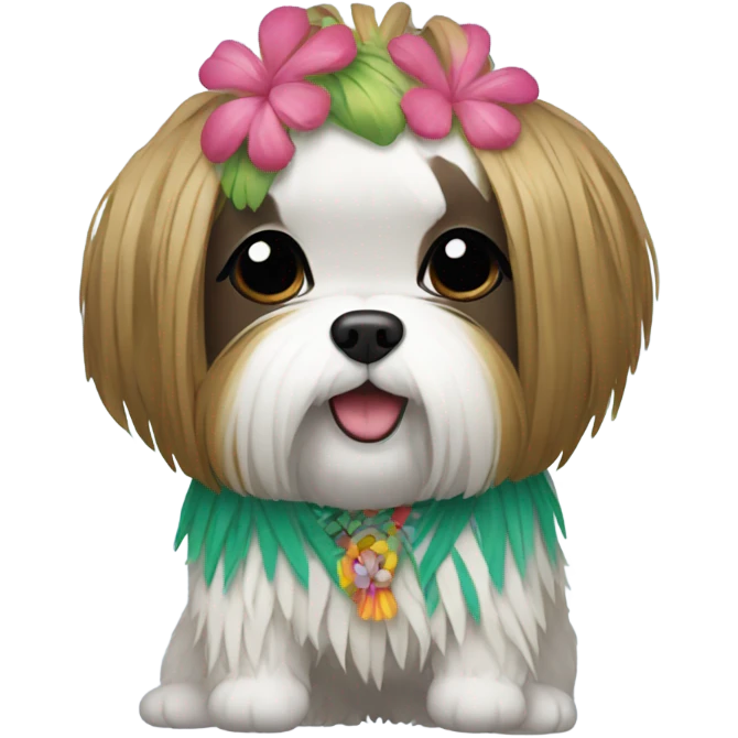 Shitzu with hula skirt emoji