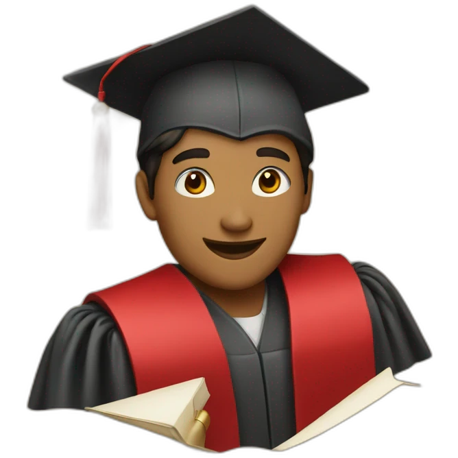 a graduate with a red diploma emoji