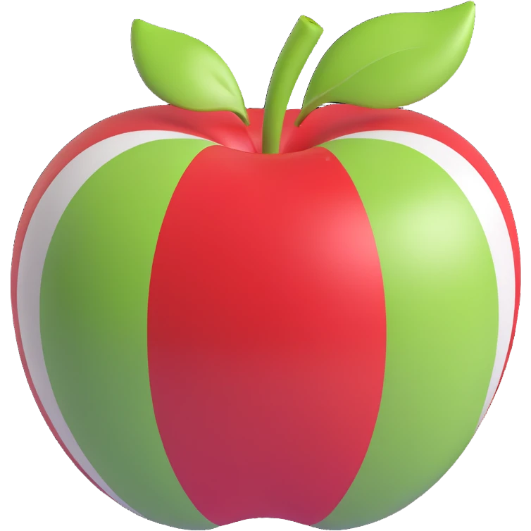 an apple with green, white, and red stripes inspired by the Mexican flag, 3D style, no text emoji