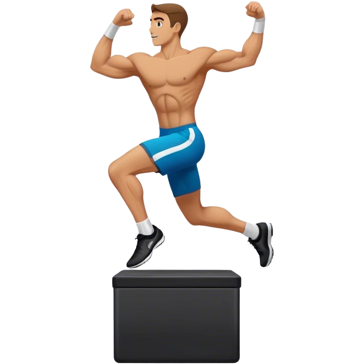 man jump onto plyo-box side-view emoji