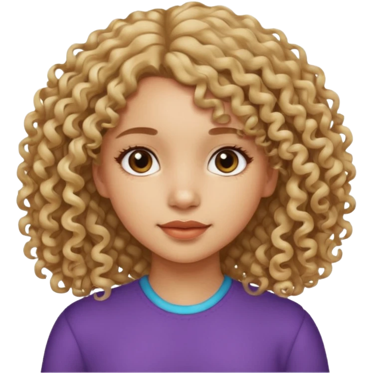 A girl with medium-length, curly hair without volume.  emoji