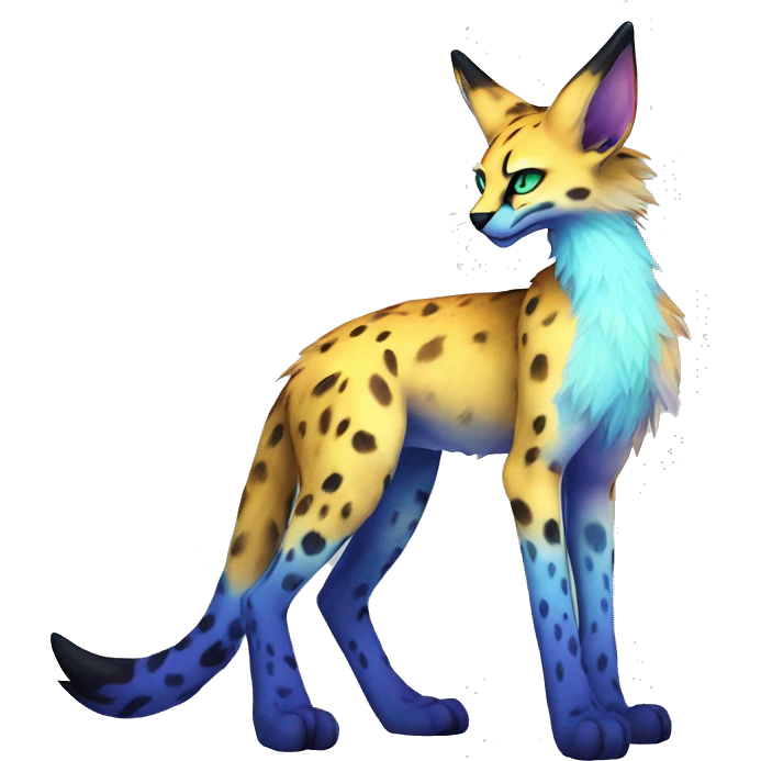 Epic Edgy Colorful ethereal eldritch Sergal-Serval-Fionbri full body emoji