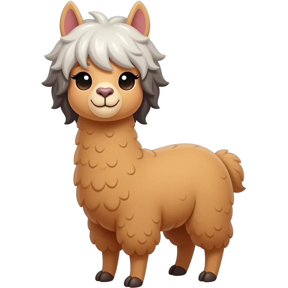 I wnat a cute alapca with cool hair please designed styled emoji