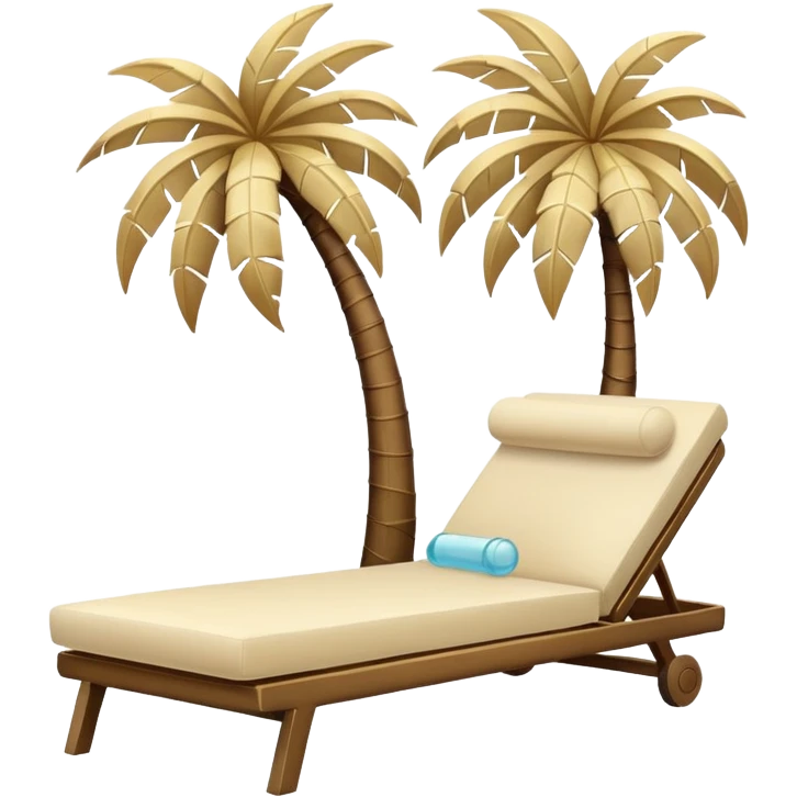 Sea, palm tree, pale beige chaise longue emoji